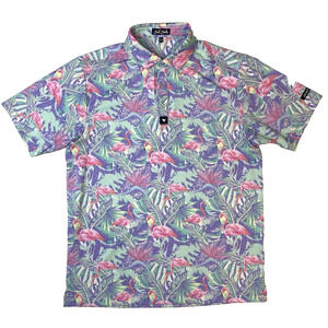 Bad Birdie Golf Polo Shirt Mens Size L Athletic Stretch Colorful EUC